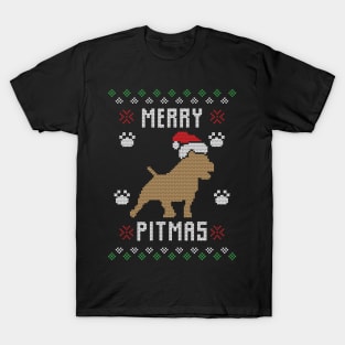 Merry Pitmas Funny Pitbull Ugly Christmas Sweater Gift T-Shirt